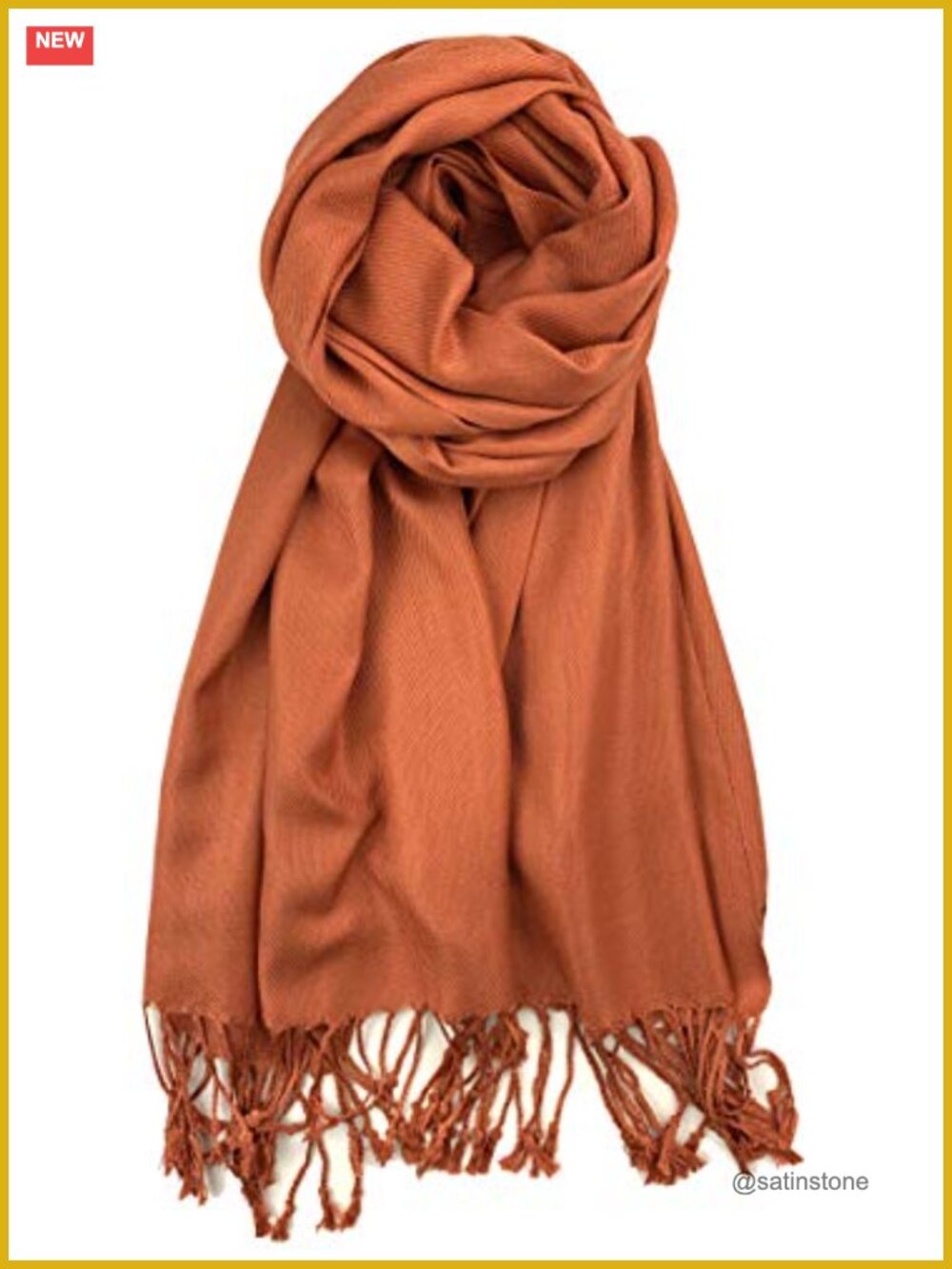 Luxury Pashmina Silk Shawl Wrap with Fringes, Premium Solid Scarf, Versatile
